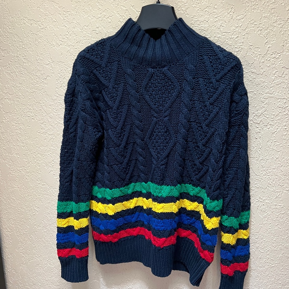 Ralph Lauren Navy Turtleneck with Colorful Stripes